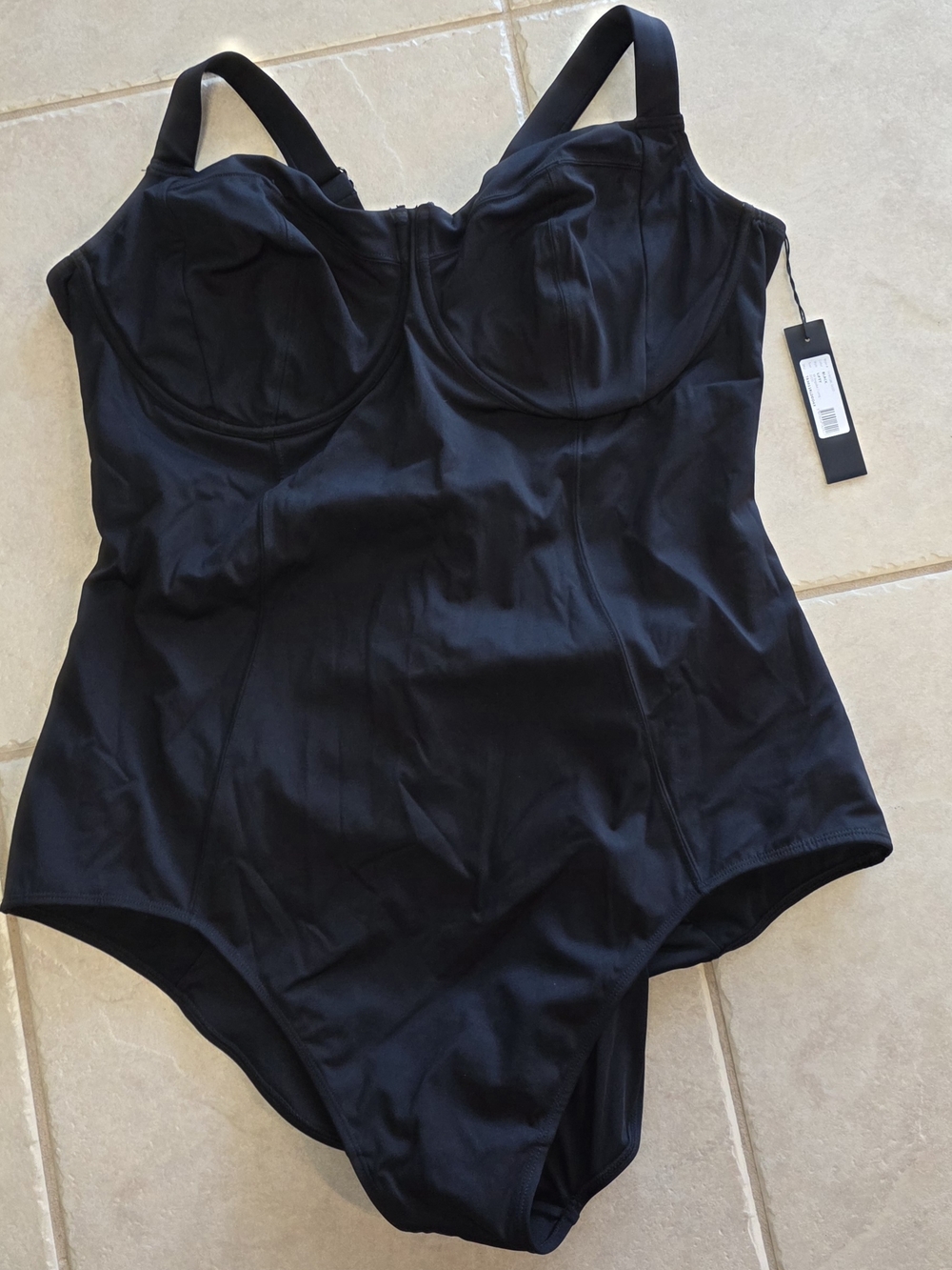 Classic Black One-Piece Swimsuit with Supportive Cups